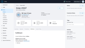 2Ship sends the tracking data back to Commerce7 and sets the order status as Fulfilled