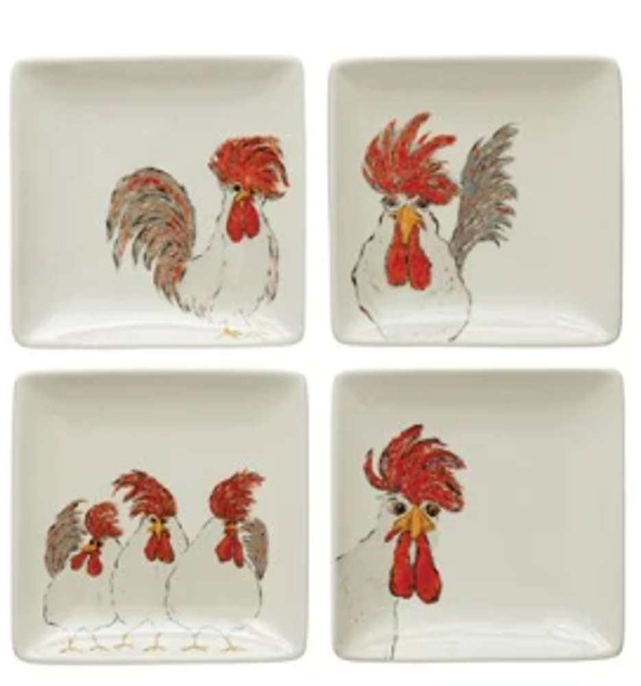 1266 Plate with Roosters