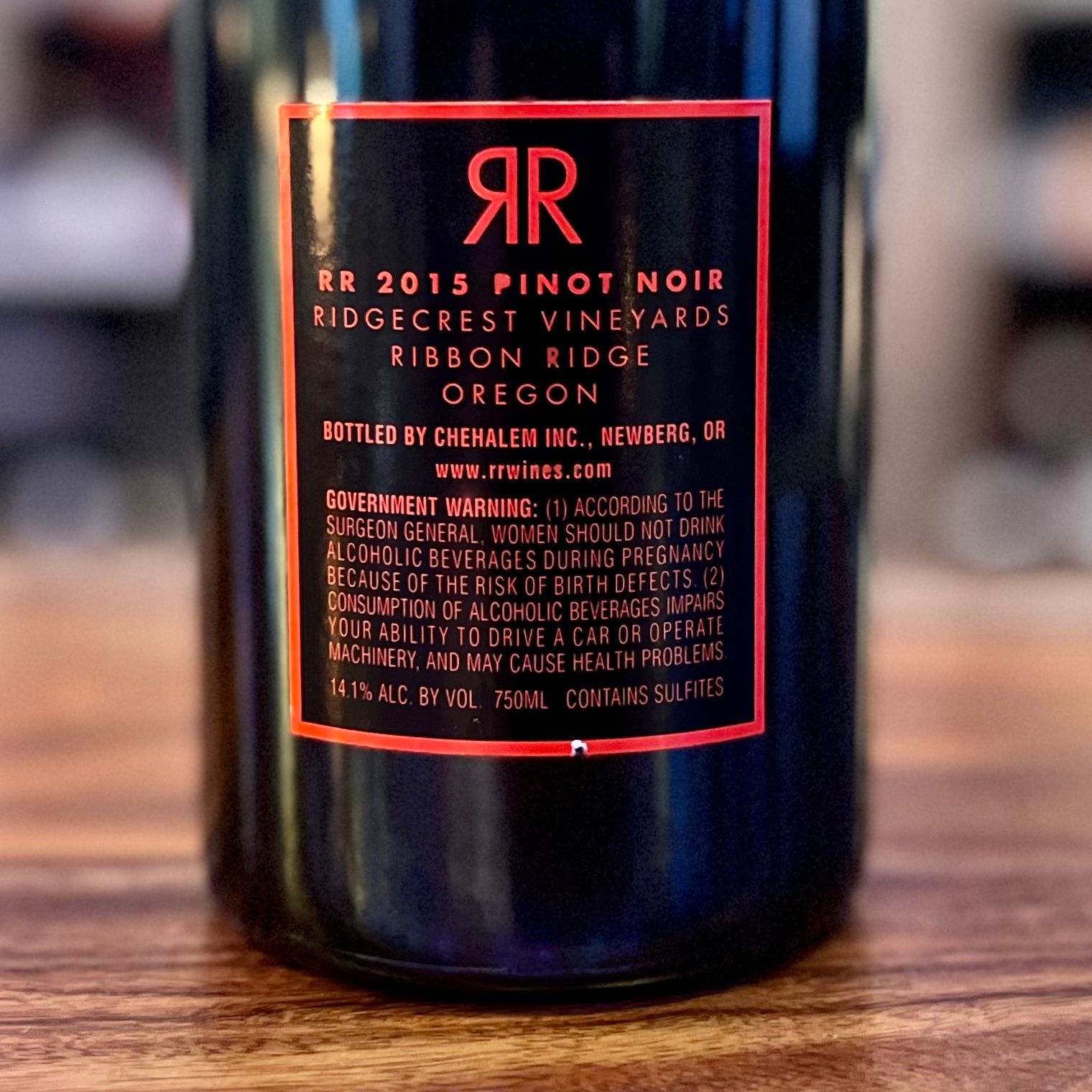 RR Wines 2015 Ridgecrest Vineyards Pinot Noir