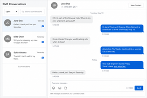 2-way SMS conversation with your clients and club members.
