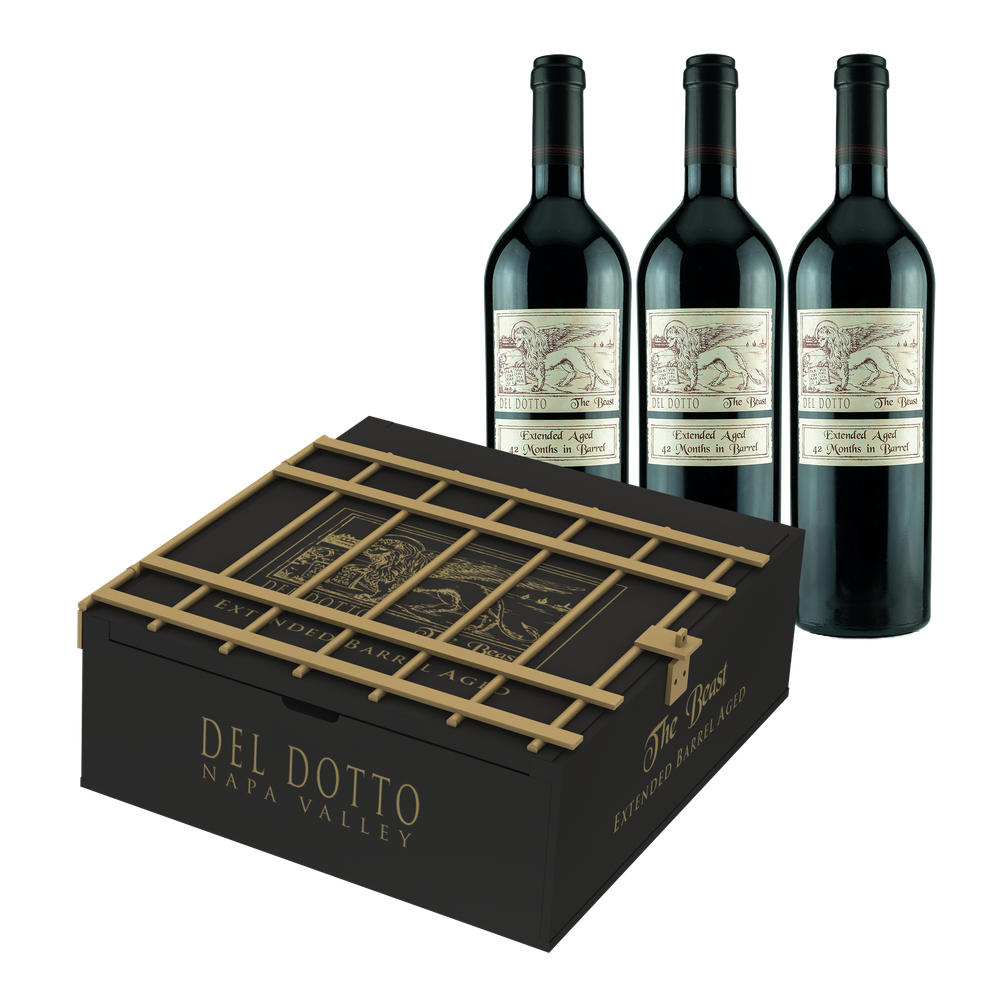 The Beast Extended Aged Vertical 19, 21, 22, 3 Pack in Caged Wood Box