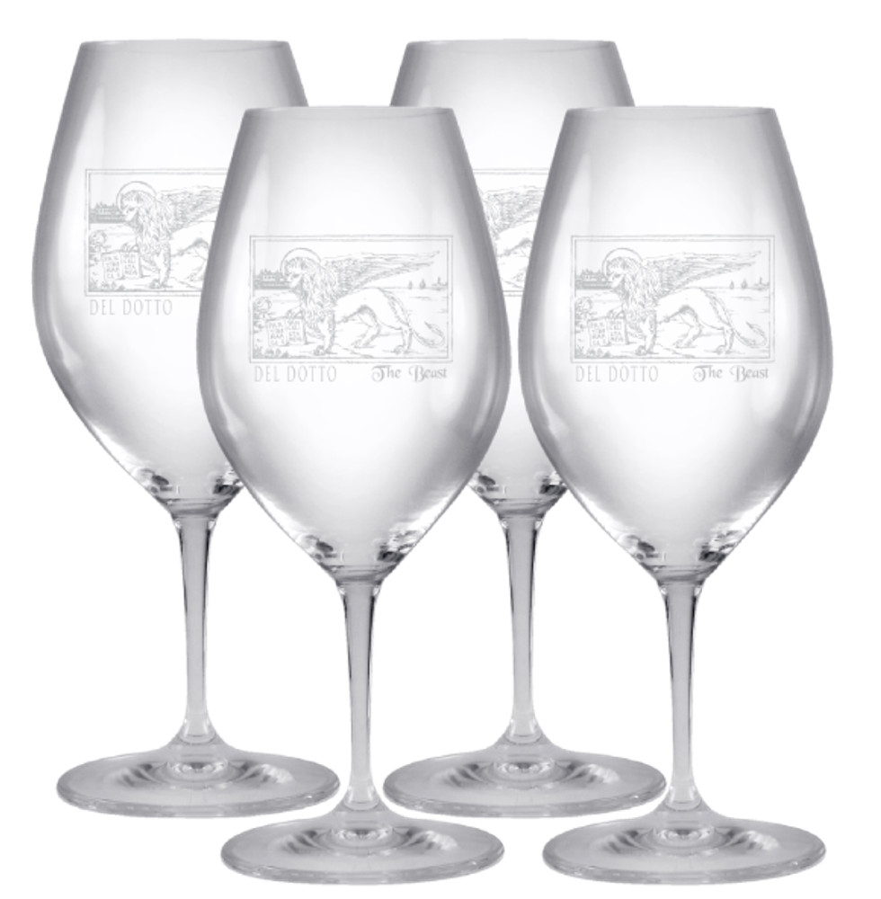 Glass Riedel Magnum w/Beast Logo 35oz 4 Pack