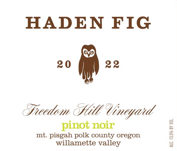 とまとページ 2022 Haden Fig Pinot Noir Freedom Hill Vineyard | Evesham