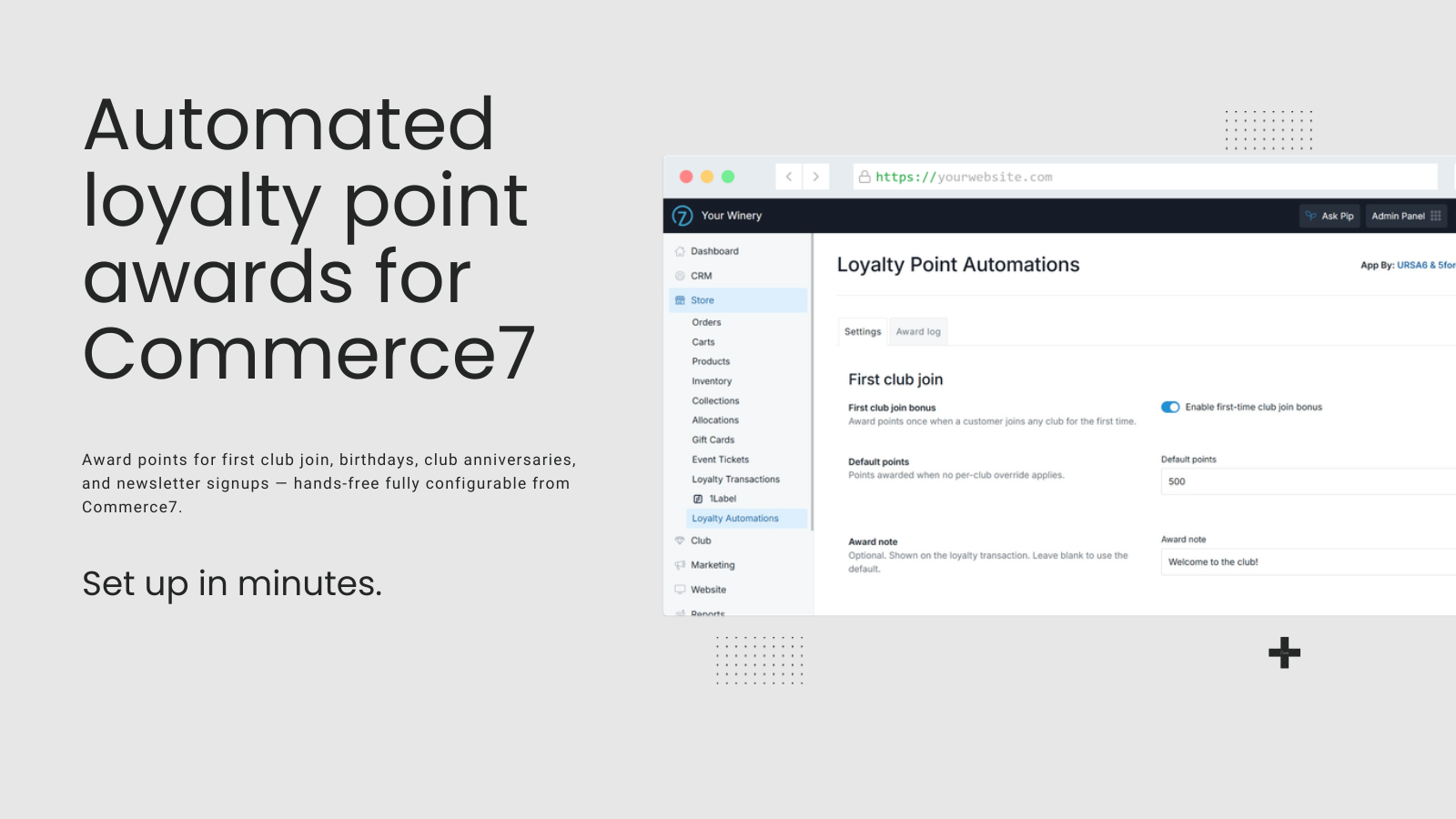Automated loyalty point awards for Commerce7.