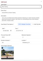 Easy-to-use templates for creating tasting, culinary, or active experiences