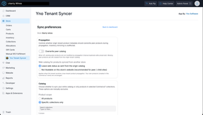 Product syncing. Control web status and which products are to be synced between tenants.